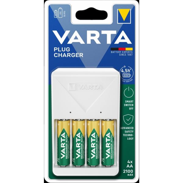Varta Plug 57647 Pil Şarj Cihazı + Varta 2100 mAh Pil 4'lü