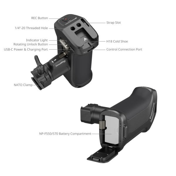 SmallRig 3893 Sony Aynasız Kameralar için REC ile  Döndürülebilir Yan Sap