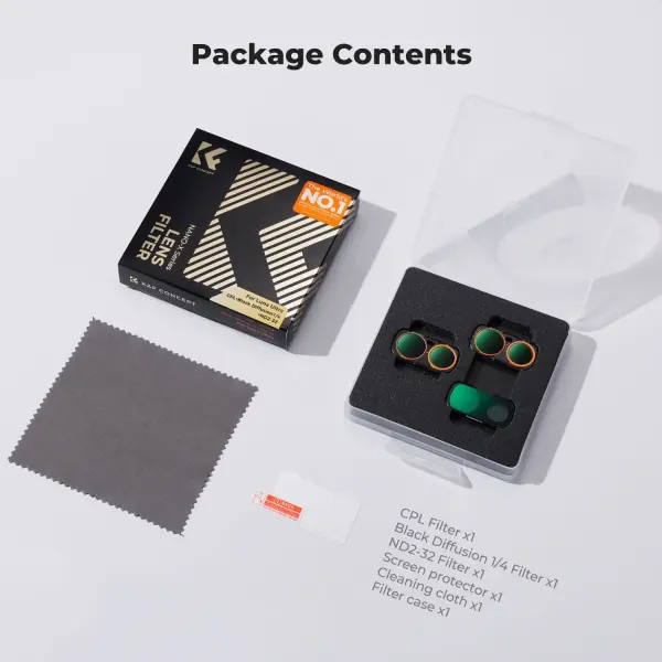 K&F Concept Insta360 Luna Ultra İçin 3 Parça Filtre Seti (CPL + Black Mist 1/4 + ND2-32)