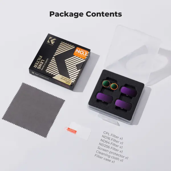 K&F Concept Insta360 Luna Ultra İçin 4 Parça Filtre Seti (CPL + ND16 + ND64 + ND256)