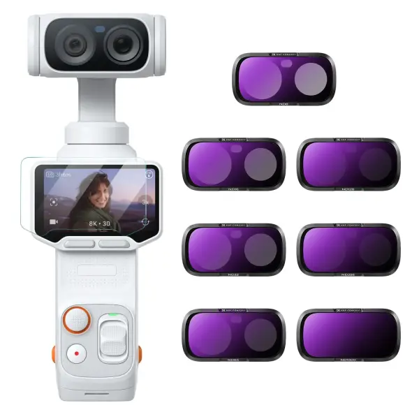K&F Concept Insta360 Luna Ultra İçin 7 Parça ND Filtre Seti (ND8, ND16, ND32, ND64, ND128, ND256, ND1000)