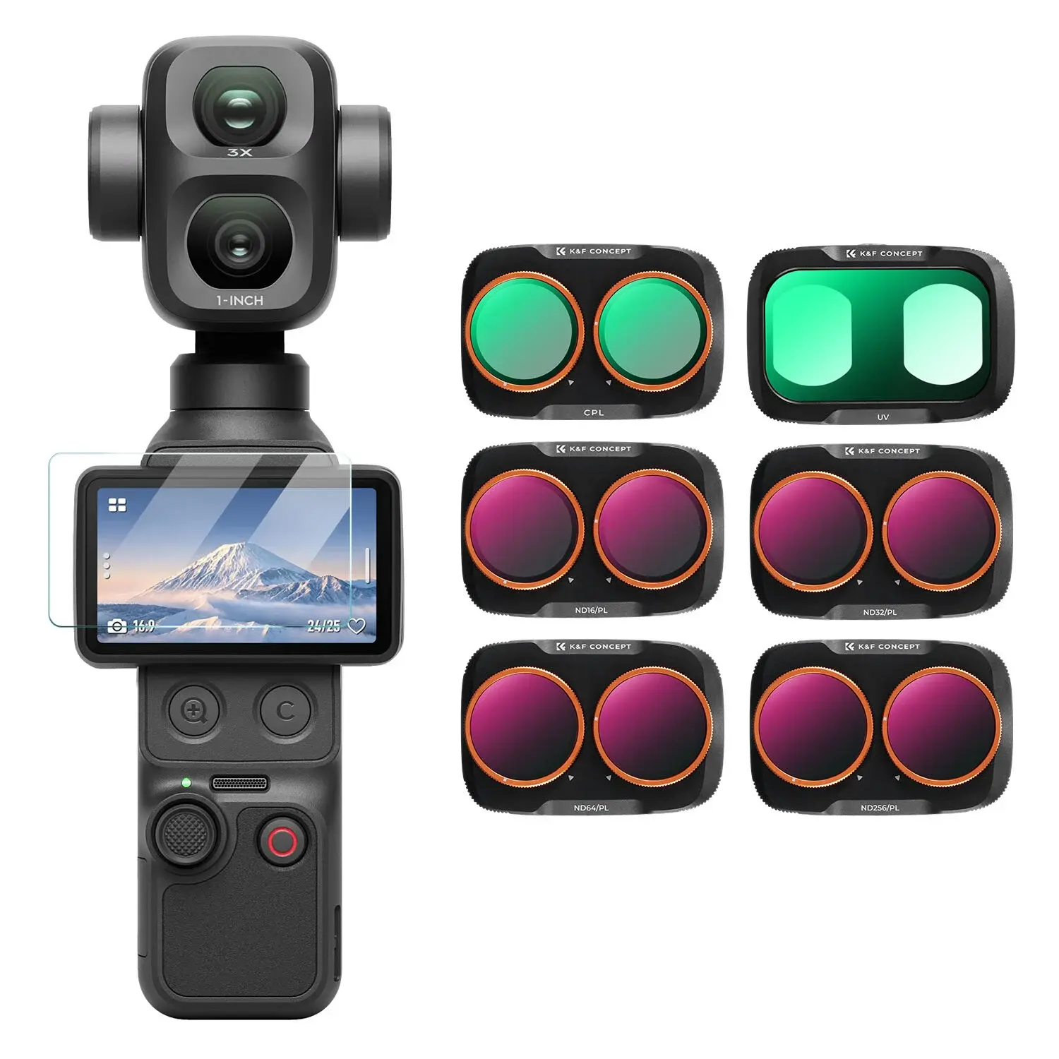 K&F Concept Dji Osmo Pocket 4P İçin 6 Parça Filtre Seti (UV + CPL + ND16/PL + ND32/PL + ND64/PL + ND256/PL)