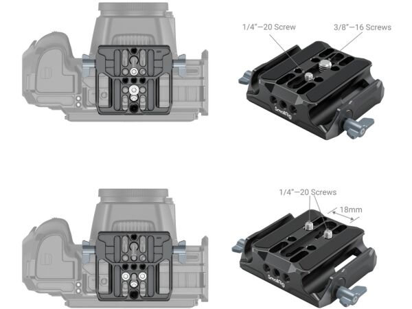 SmallRig 3357 Çift 15mm Çubuk Kelepçeli Evrensel Taban Plakası Baseplate