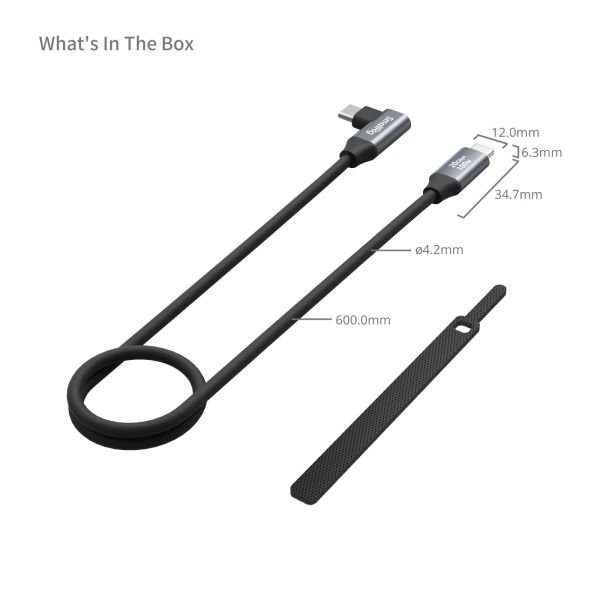 SmallRig 4791 USB-C (Düz) - USB-C (Açılı) Veri Kablosu (60 cm)