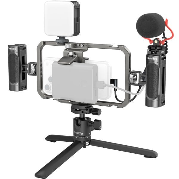 SmallRig 3384D Hepsi Bir Arada Video Kiti Ses ve Aydınlatma Sistemiyle Akıllı Telefon Kullanıcıları İçin