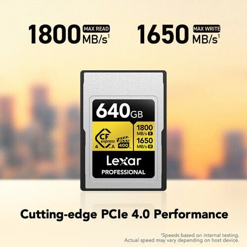 Lexar 640B Professional GOLD CFexpress 4.0 Type A Hafıza Kartı 1800 MB/s Read  1650 MB/s Write