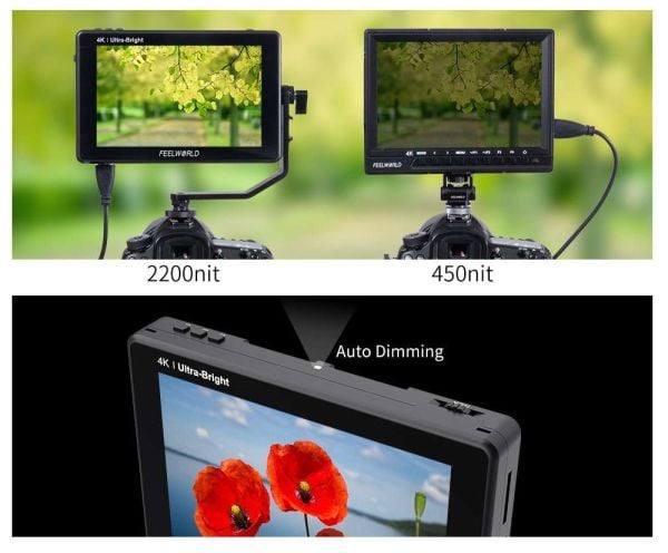 FEELWORLD LUT7 7 Inç 3D LUT Ultra Parlak 2200nit Dokunmatik Ekran Kamera  Alan Monitörü