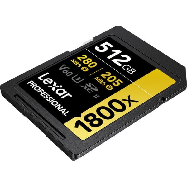 Lexar 512GB 280MB/s Profesyonel 1800x SDXC UHS-II V60 Hafıza Kartı (Gold Serisi)