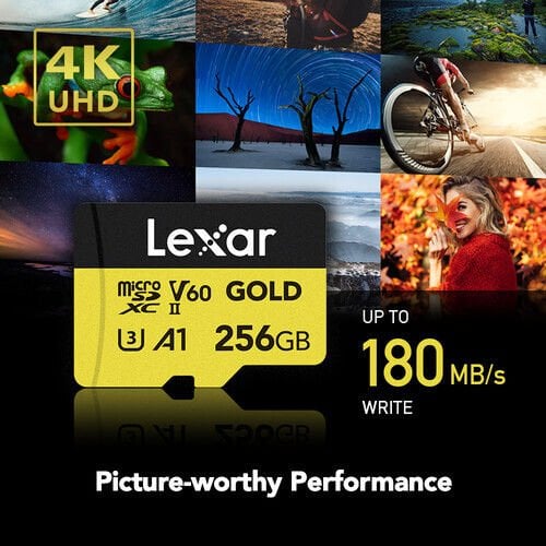 Lexar 256GB 280 MB/s UHS-II / V60 / U3 MicroSD Hafıza Kartı (Gold Serisi)