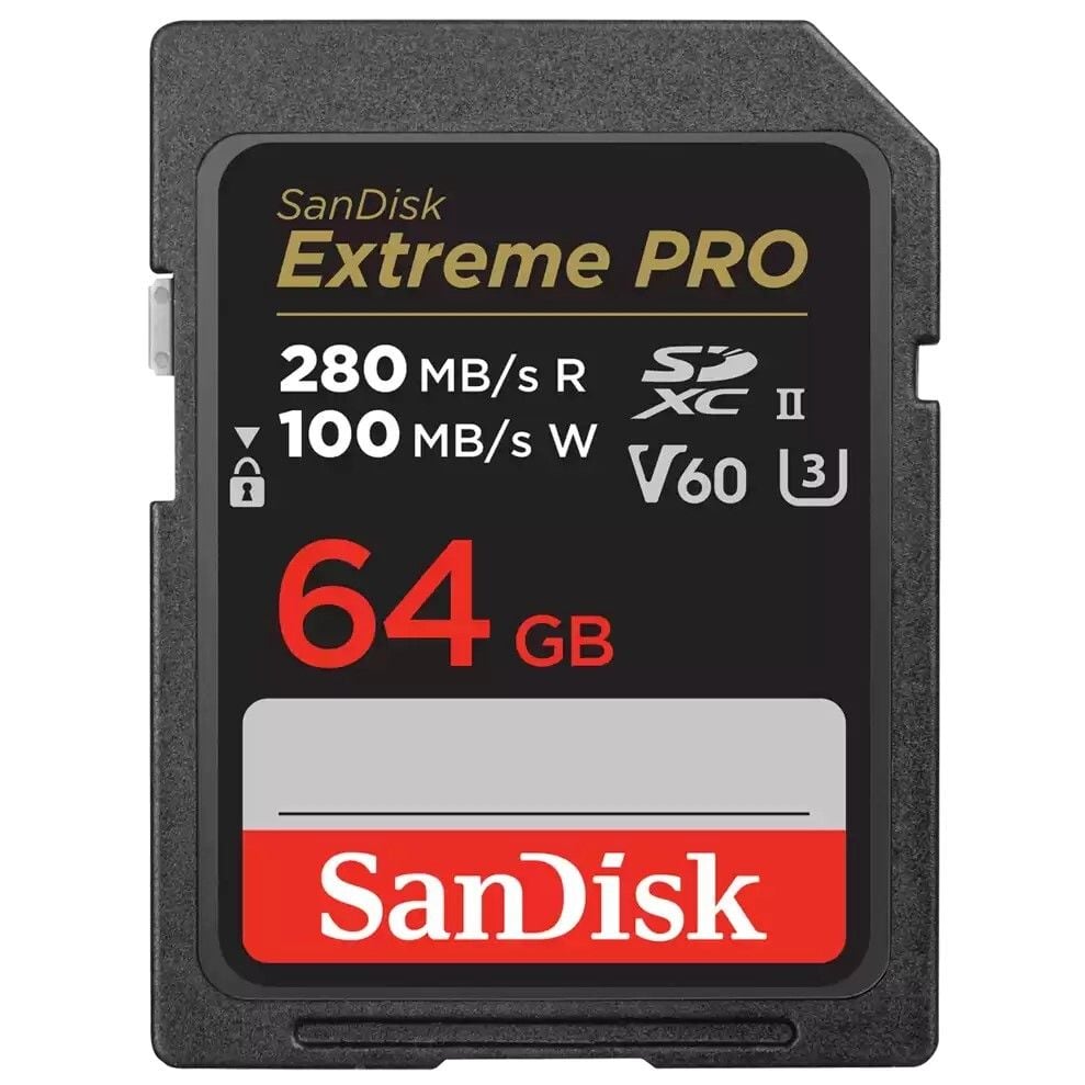 SanDisk 64GB V60 Extreme Pro SDHC/SDXC Hafıza Kartı 280MB/s