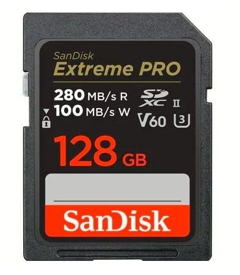 SanDisk 128GB V60 Extreme Pro SDHC/SDXC Hafıza Kartı 280MB/s