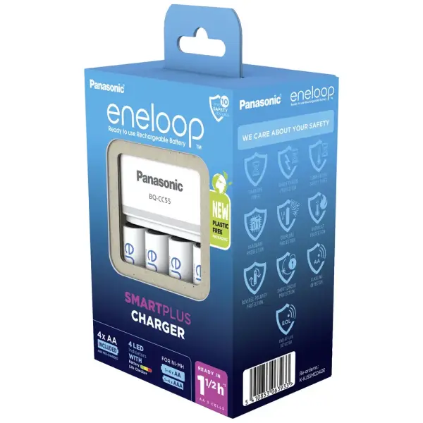 Panasonic Eneloop BQ CC55 Şarj Edilebilir 2000mAh Pil NiMH AA (4'lü + Şarj Aleti ile)