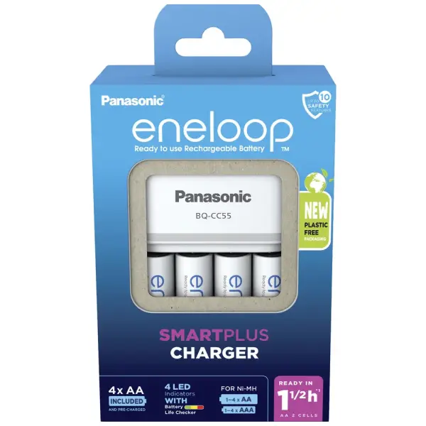 Panasonic Eneloop BQ CC55 Şarj Edilebilir 2000mAh Pil NiMH AA (4'lü + Şarj Aleti ile)