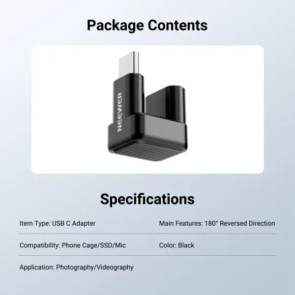 Neewer PS017 180° U-Tipi USB-C Adaptör (40Gbps & 240W & 8K)