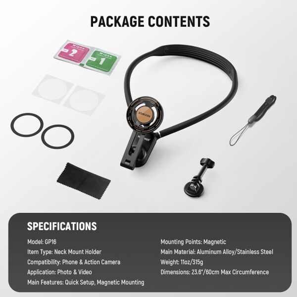 NEEWER GP-16 Manyetik Telefon ve Aksiyon Kamerası Boyun Askısı (Neck Mount Holder)