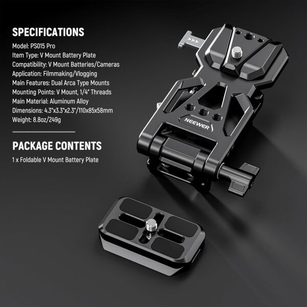 NEEWER PS015 Pro Katlanabilir V-Mount Batarya Plakası