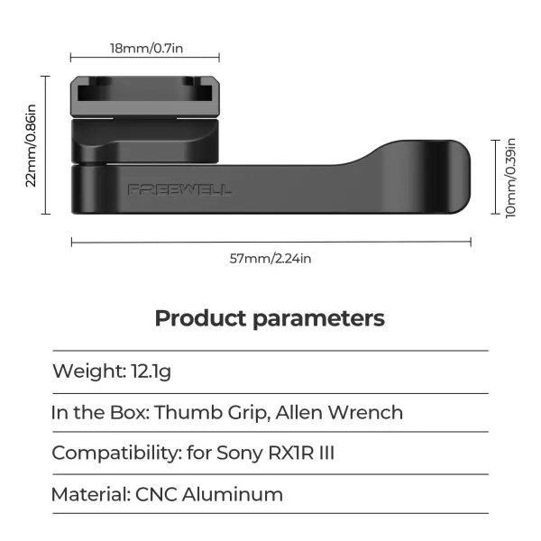 Freewell Sony RX1R III Thumb Grip with Cold Shoe Mount