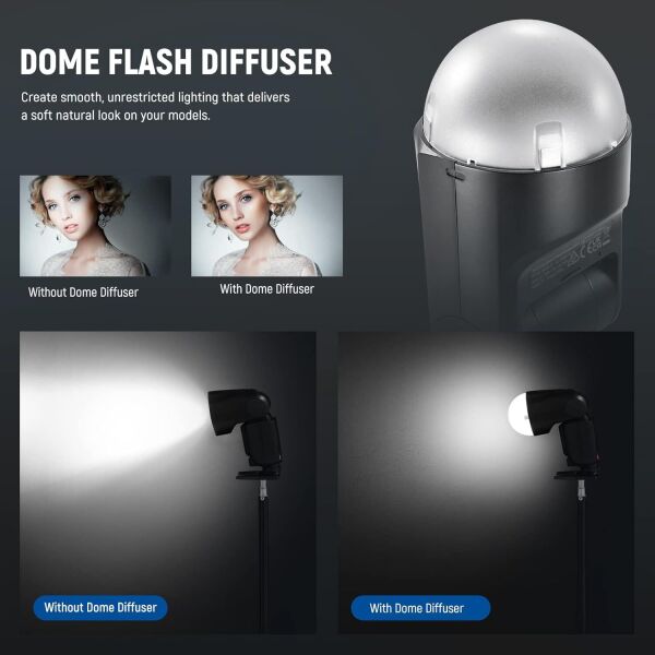 NEEWER M12 Manyetik Dome Difüzör (Z2PRO, Z2 ve Z1 Yuvarlak Kafa Flaşlar için)