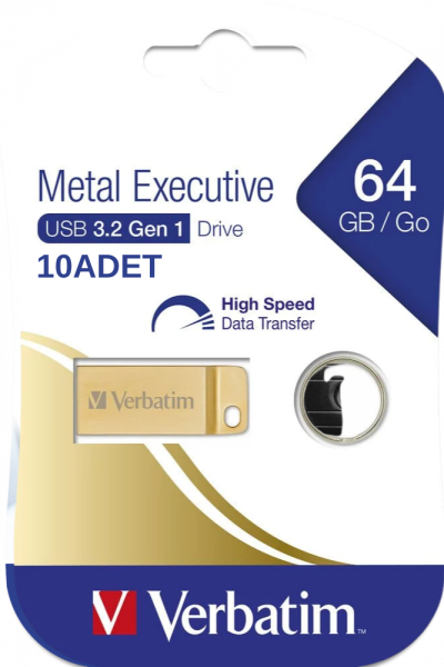 VERBATIM 99106 - 64GB METAL EXECUTIVE USB 3.2 GEN 1 GOLD 10 ADET