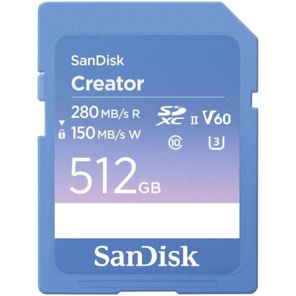 SanDisk 512GB 280MB/s Creator Series V60 UHS-II SDXC Hafıza Kartı