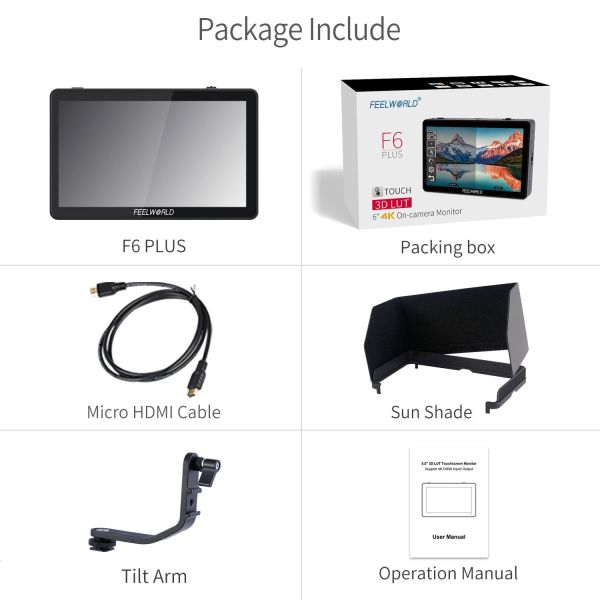 FEELWORLD F6 PLUS 6 inç  3D LUT Kamera  Alan Monitörü 1920x1080 HD 4K HDMI