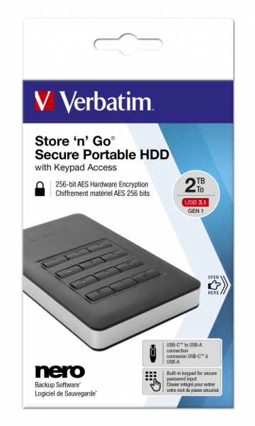 VERBATIM 53403 -2tB HDD INCL. KEYPAD USB3.1 GEN1