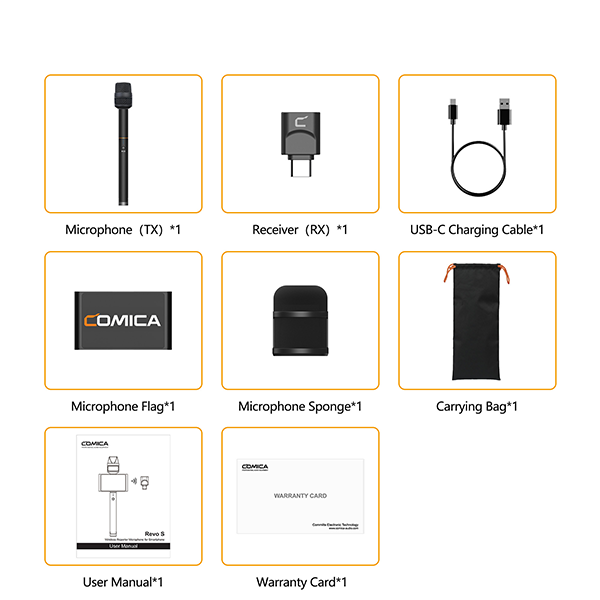 COMICA Revo S Kablosuz EL Mikrofonu USB-C Girişli Telefonlar için