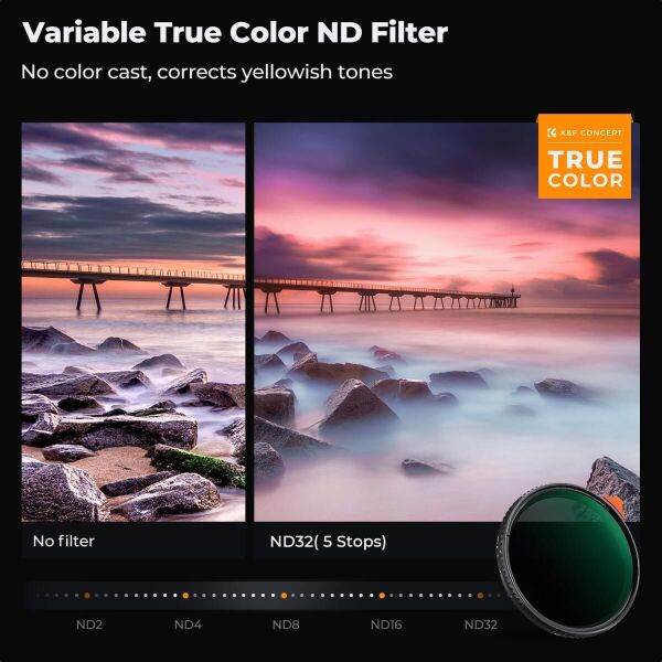 K&F Concept 72mm NANO-X ND2-32  (1-5 Stop) True Color Ultra  Değişken Filtre