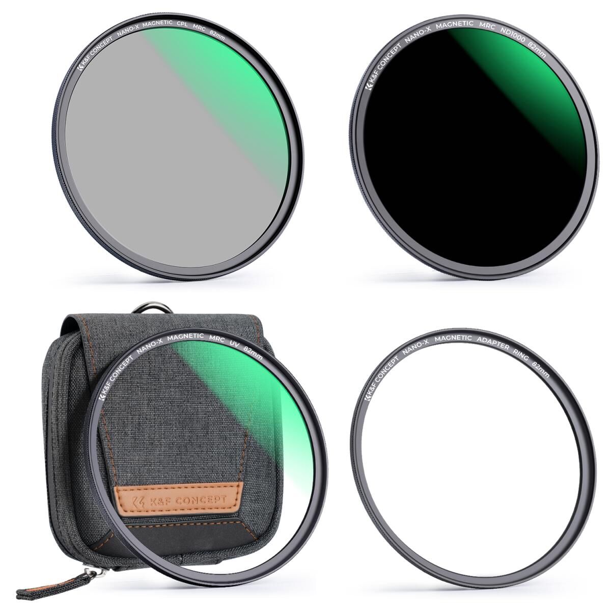 K&F Concept 82mm NANO-X Magnetic MRC-ND1000 / MRC-CPL / MRC-UV Filtre Seti