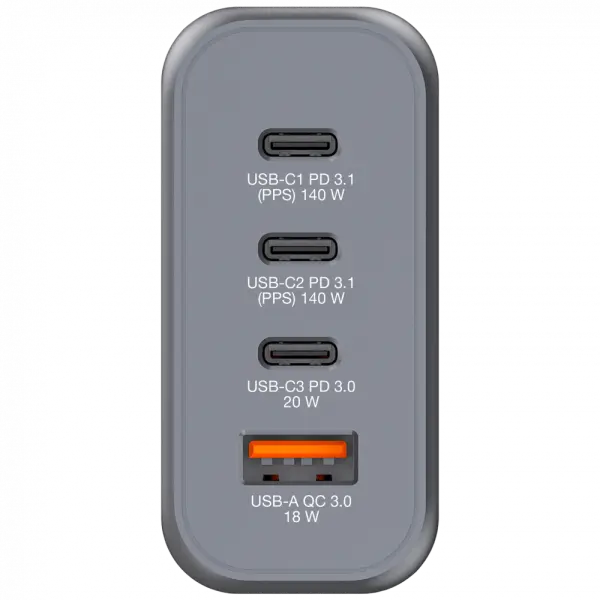 Verbatim 32203 - V GNC-140 GaN Charger 140W 3-USB-C / 1-USB-A  Çıkışa Sahiptir