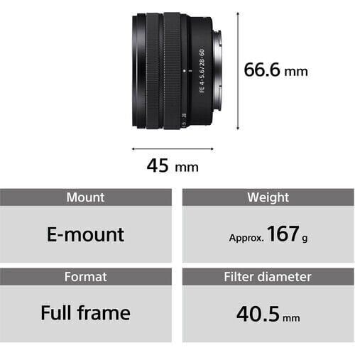 Sony FE 28–60 mm f/4–5.6 Compact Zoom Lens (SEL2860)