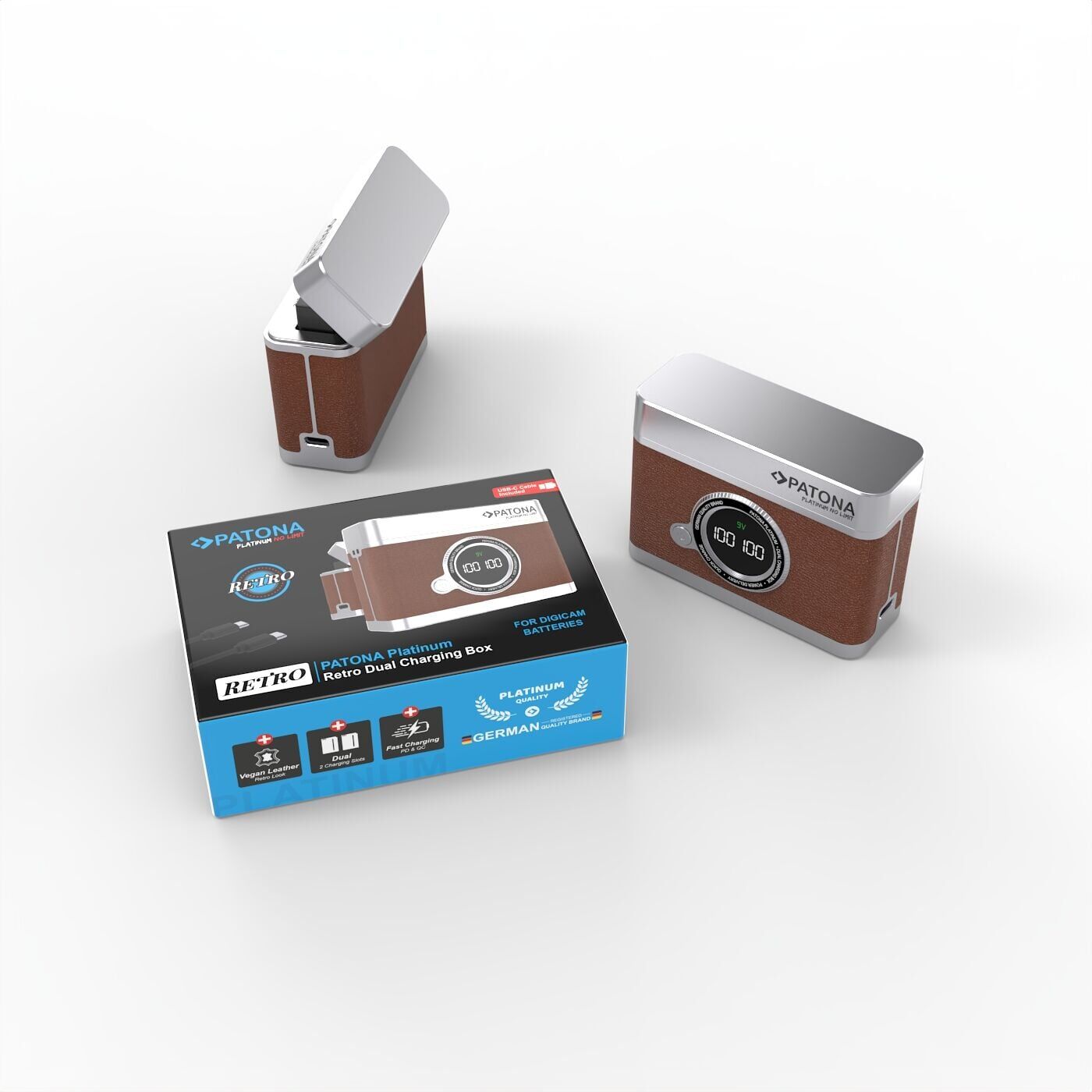 Patona 4157 Platinum Retro Dual Charging Case USB-C Canon LP-E6 LP-E6N LP-E6NH LP-E6P