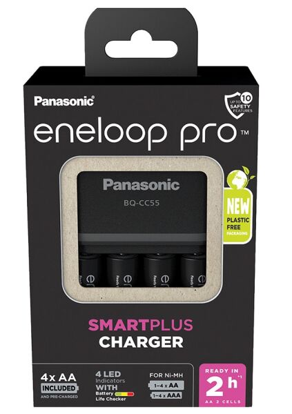 Panasonic Eneloop BQ CC55 Şarj Edilebilir 2500mAh Pil NiMH AA (4'lü + Şarj Aleti ile)