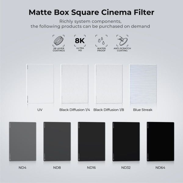 K&F NANO-X Black Mist 1/4  4x5.65 Filtre Tilta ve SmallRig ve Diğer Matbox ile Uyumlu 4mm HD Optik Cam