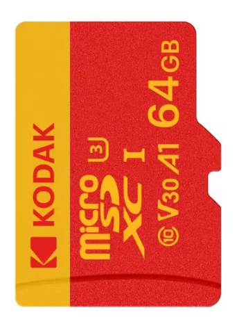 Kodak 64GB UHS-I U3/V30/A1  Micro SD Kart + Adaptör (Kırmızı)