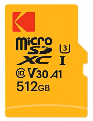 Kodak 512GB UHS-I U3/V30/A2 Colorful Micro SD + Adaptör