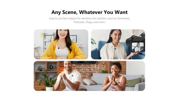 LUUCCO AirWave K2 (Lighting) Telefon için 2 Kişilik Kablosuz Yaka Mikrofonu