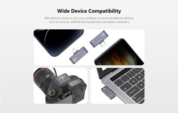 LUUCCO AirWave K2 (Lighting) Telefon için 2 Kişilik Kablosuz Yaka Mikrofonu