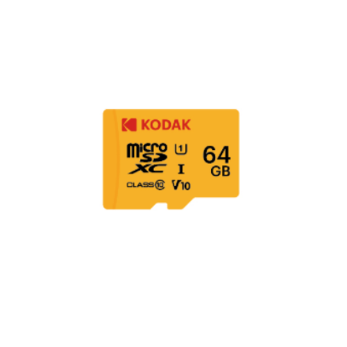 Kodak 64GB UHS-I C10 U1 V10 Micro SD Kart + Adaptör (Sarı)
