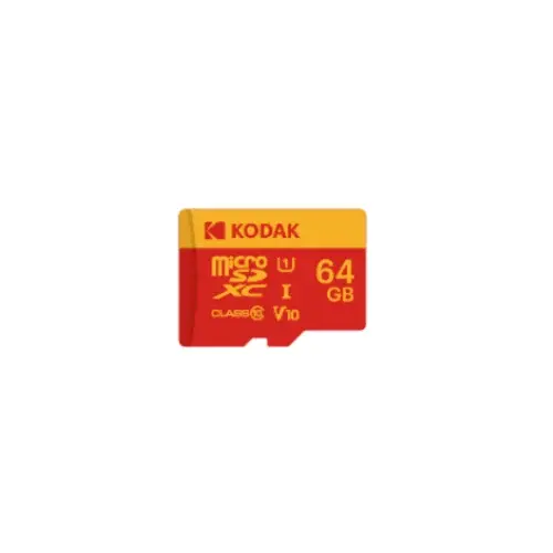Kodak 64GB UHS-I C10 U1 V10 Micro SD Kart + Adaptör (Kırmızı)