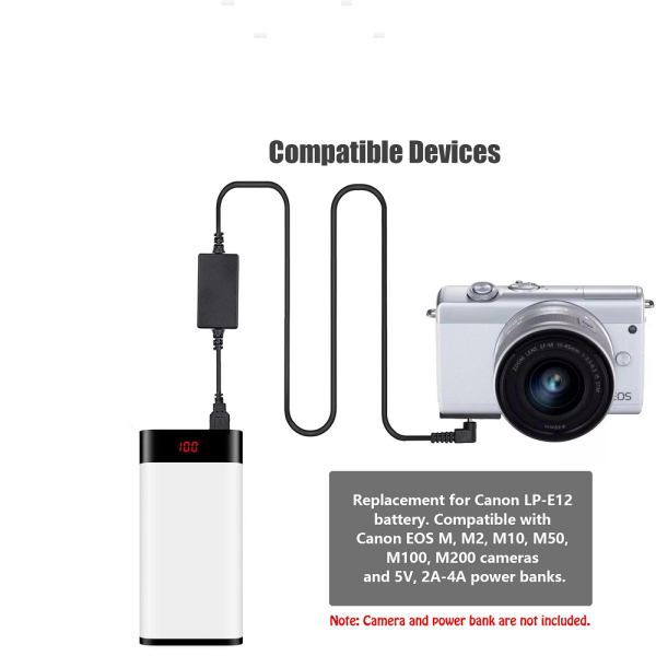 Andoer D9725 LP-E12 USB Güç Kaynağı