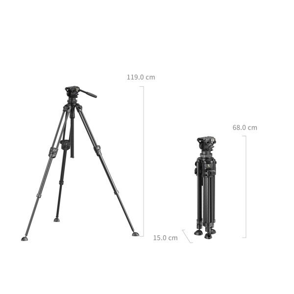 SmallRig 4420 AD-50 Pro Hafif Video Karbon Fiber Tripod Seti