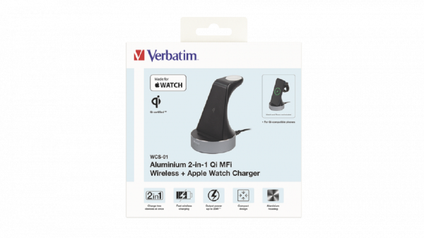 VERBATIM 49555 - WCS-01 2IN1 iWATCH QI CHARGER MAX:20W
