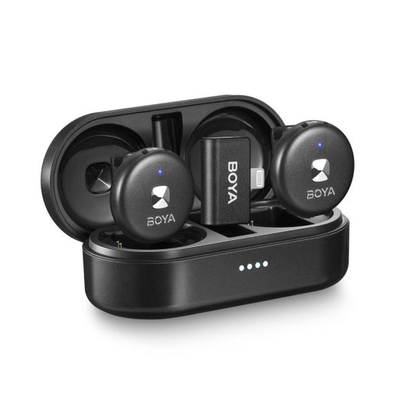 BOYA Omic-D Wireless İkili Yaka Mikrofonu Lightning (Siyah)