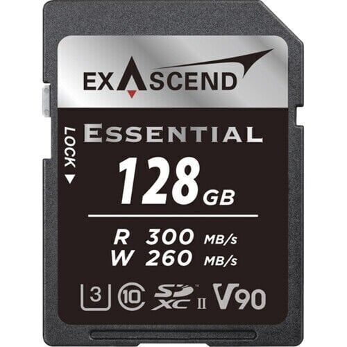 Exascend Essential 128 GB V90 UHS II SD 300Mb/S Read - 260Mb/S Write