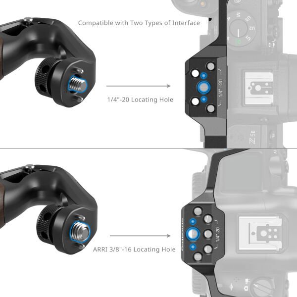SmallRig 5252 Ahşap Üst Sap, 1/4''-20 ve ARRI 3/8''-16 Konumlandırma Vidası  ile Birlikte