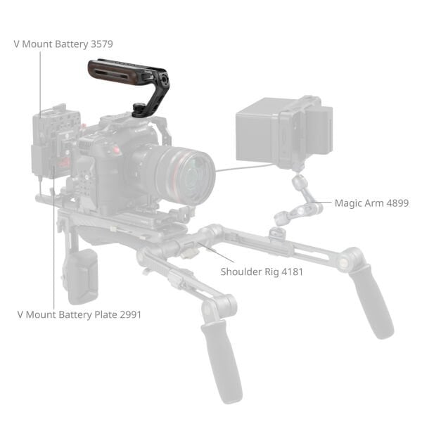 SmallRig 5252 Ahşap Üst Sap, 1/4''-20 ve ARRI 3/8''-16 Konumlandırma Vidası  ile Birlikte