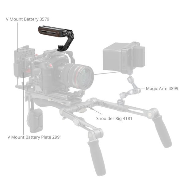 SmallRig 5252 Ahşap Üst Sap, 1/4''-20 ve ARRI 3/8''-16 Konumlandırma Vidası  ile Birlikte