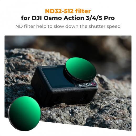 K&F NANO-X ND32-512 DJI Osmo Action 5 Pro / Osmo Action 4 / Osmo Action 3 ile Uyumlu Geçmeli Montajlı Filtre