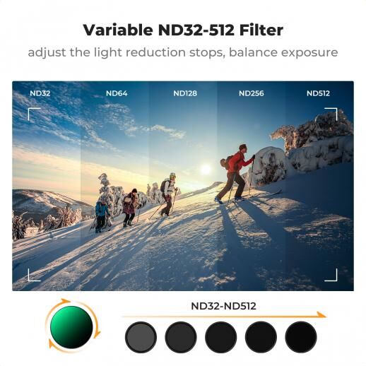 K&F NANO-X ND32-512 DJI Osmo Action 5 Pro / Osmo Action 4 / Osmo Action 3 ile Uyumlu Geçmeli Montajlı Filtre